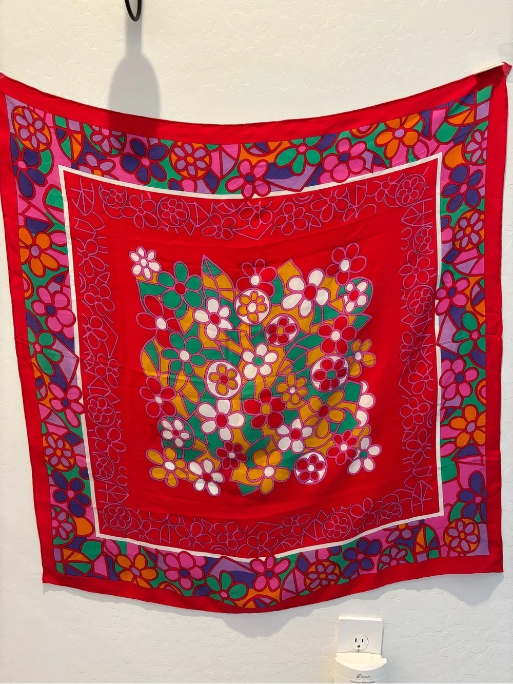 Marja Kurki Design Bright Floral Red Silk Scarf
